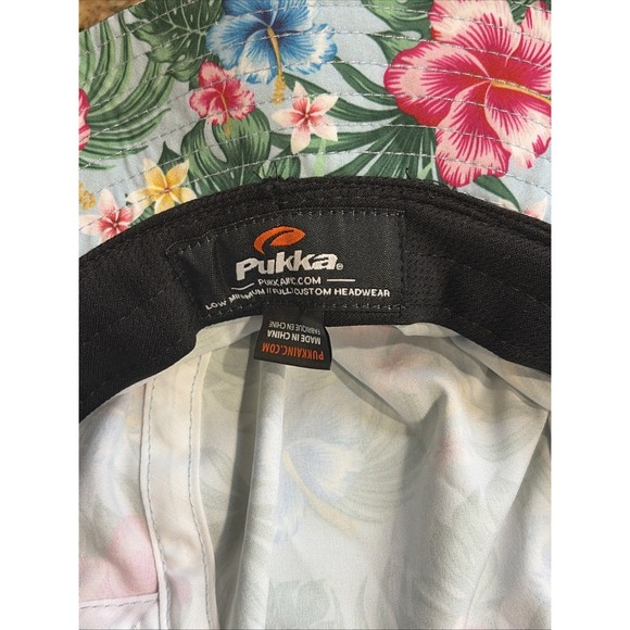 PUKKA Blue Hawaiian Tropical Palm Floral Flower Bucket Hat Accessory Adult S/M - Picture 10 of 11